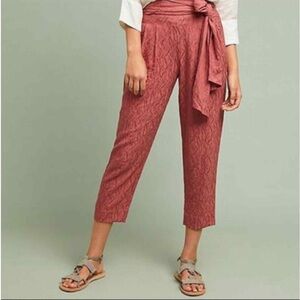 Anthropologie Ett Twa aubade tie waist high rise textured cropped pants  size 6